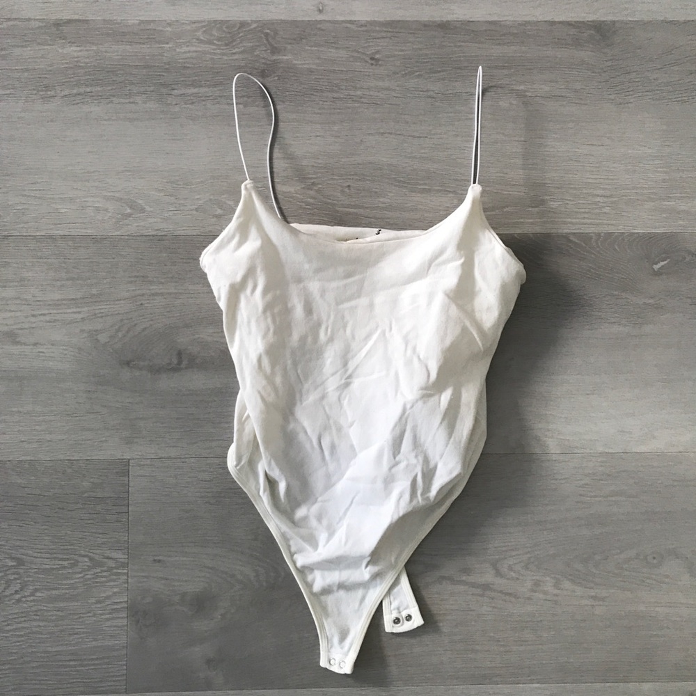 FREE PEOPLE WHITE SPAGHETTI STRAP BODYSUIT WOMENS M/L